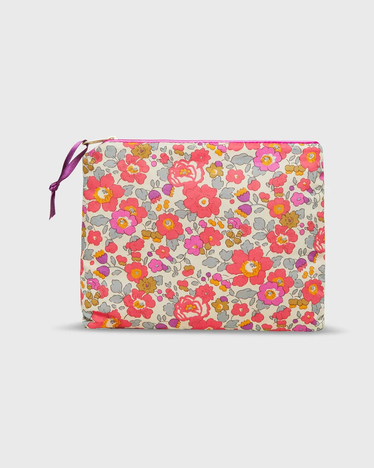 Soft Small Zip Pouch In Pink Multi Betsy Dragon Fruit Liberty Fabric 1