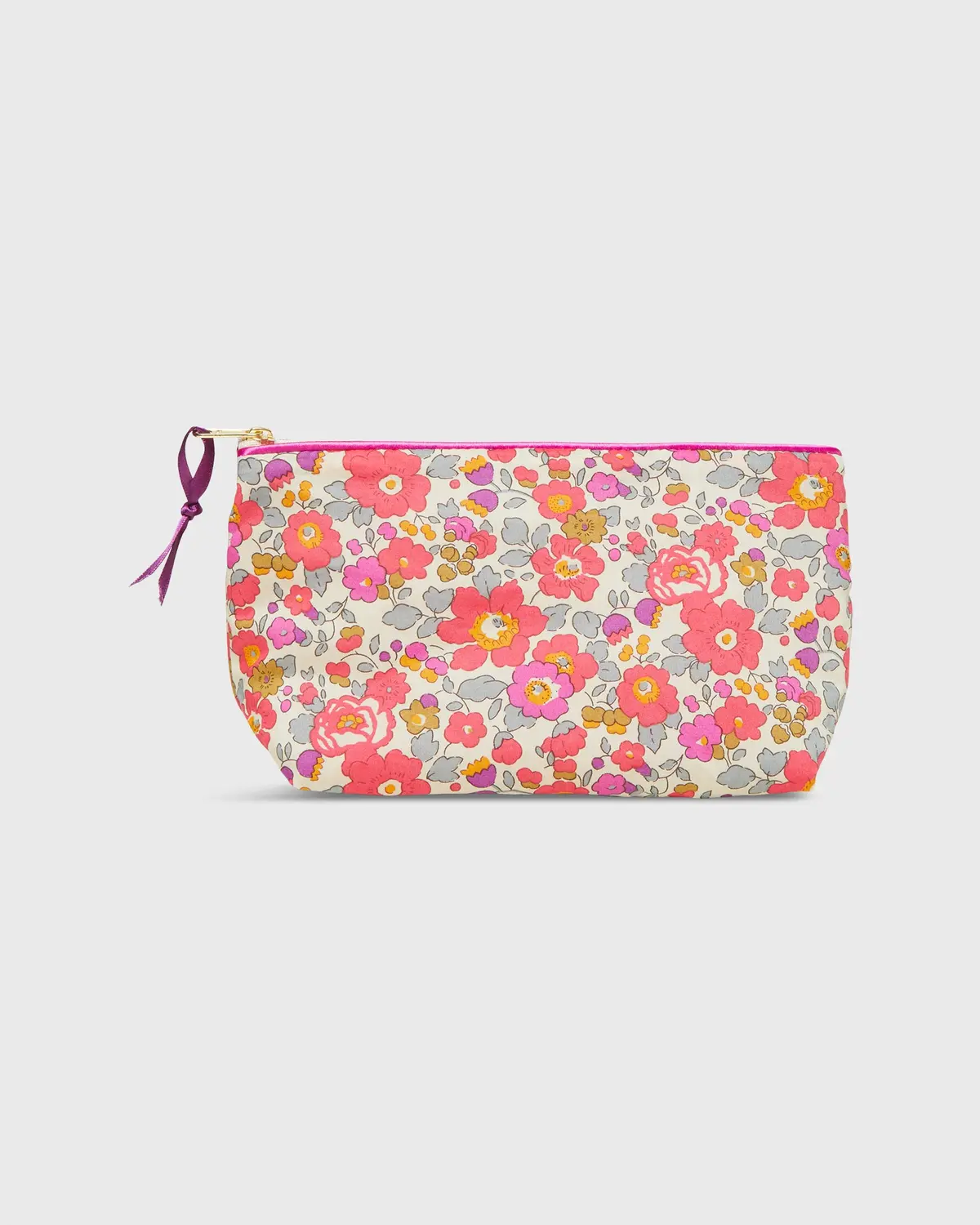 Soft Small Cosmetic Bag In Pink Multi Betsy Dragon Fruit Liberty Fabric 1