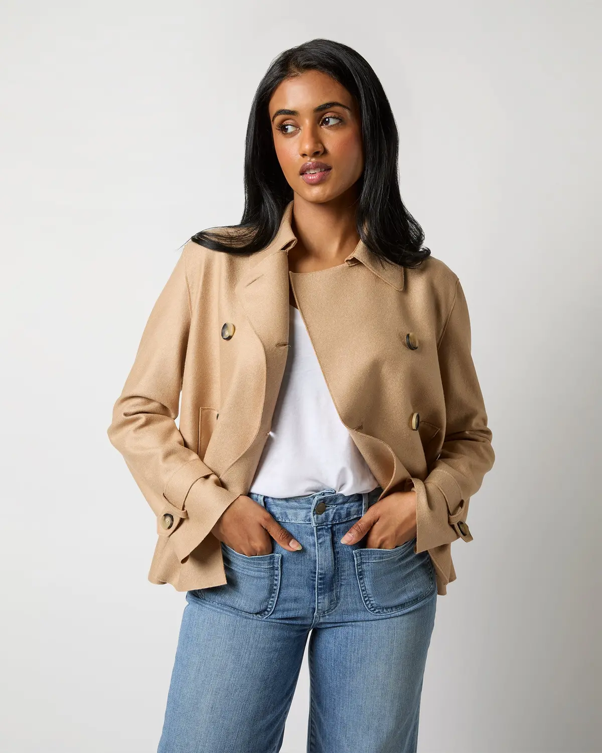 Cropped Trench Coat In Beige 1