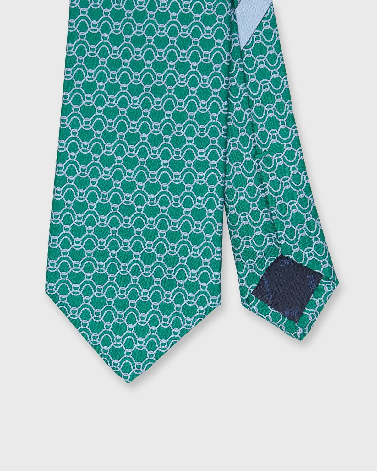 Silk Print Tie In Green/Sky Ropes 1