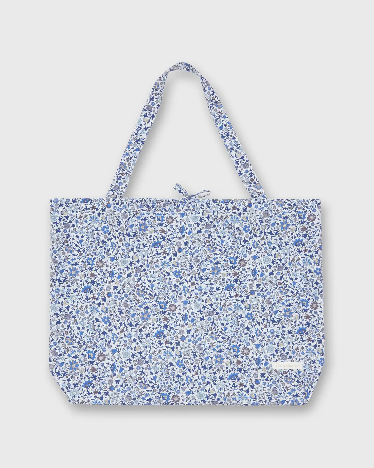 Reusable Tote Bag In Blue Godinton Garden Liberty Fabric 1