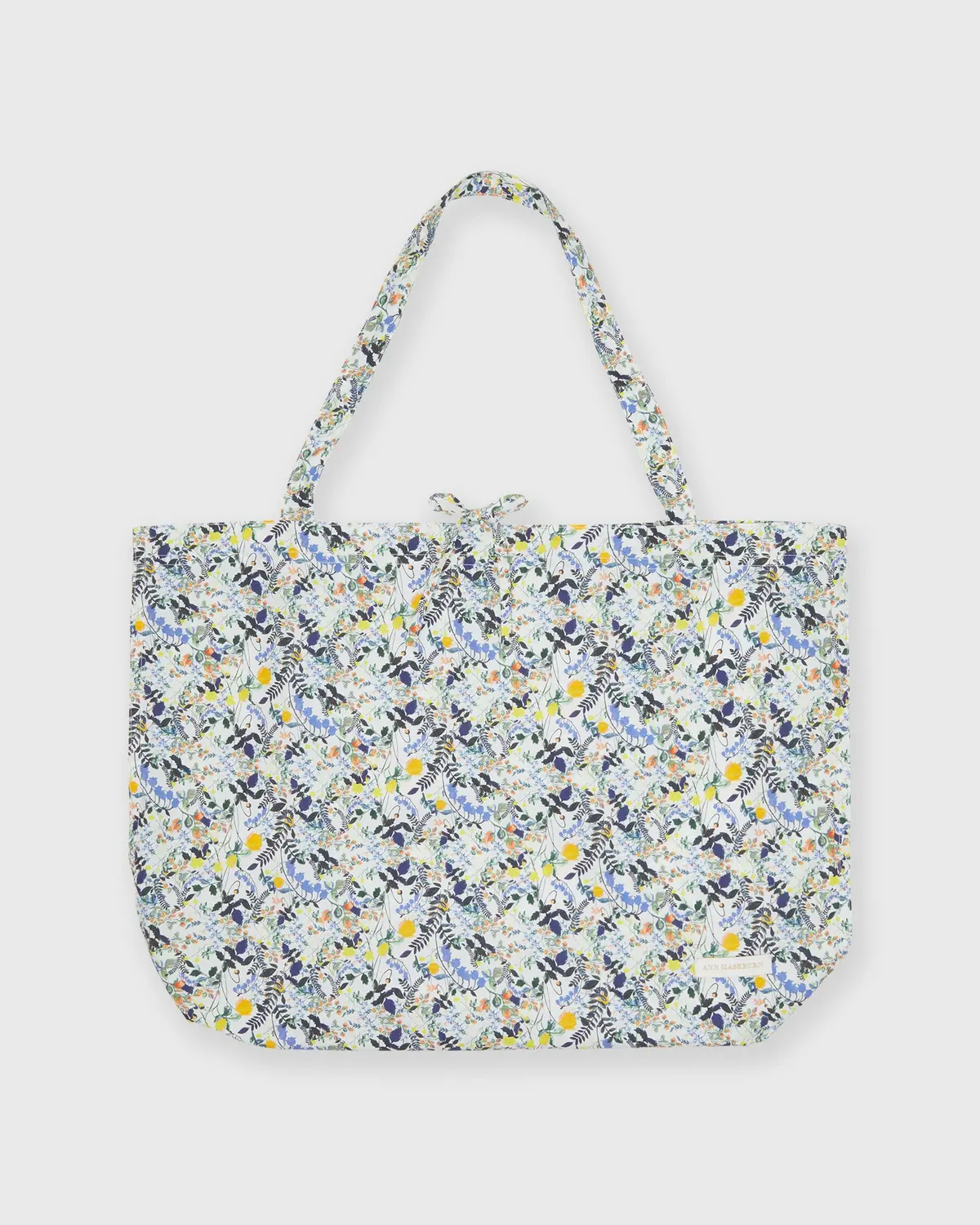Reusable Tote Bag In Blue/Yellow Heidy Meadow Liberty Fabric 1