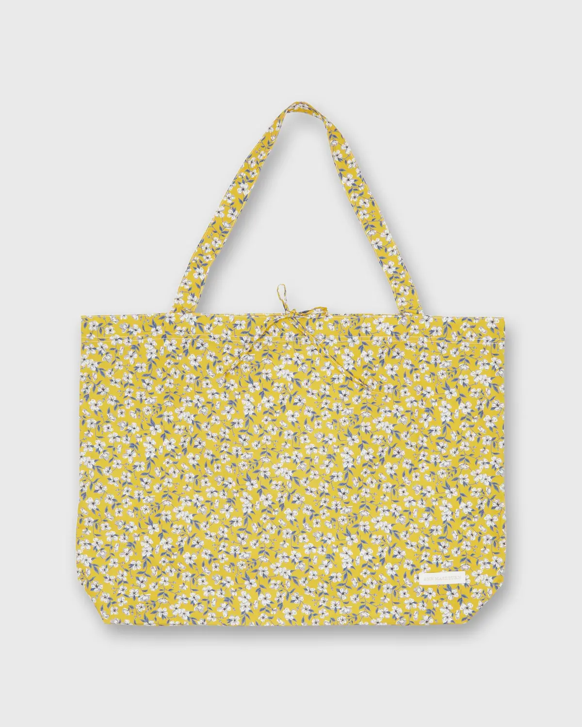 Reusable Tote Bag In Marigold/Blue Peach Blossom Liberty Fabric 1