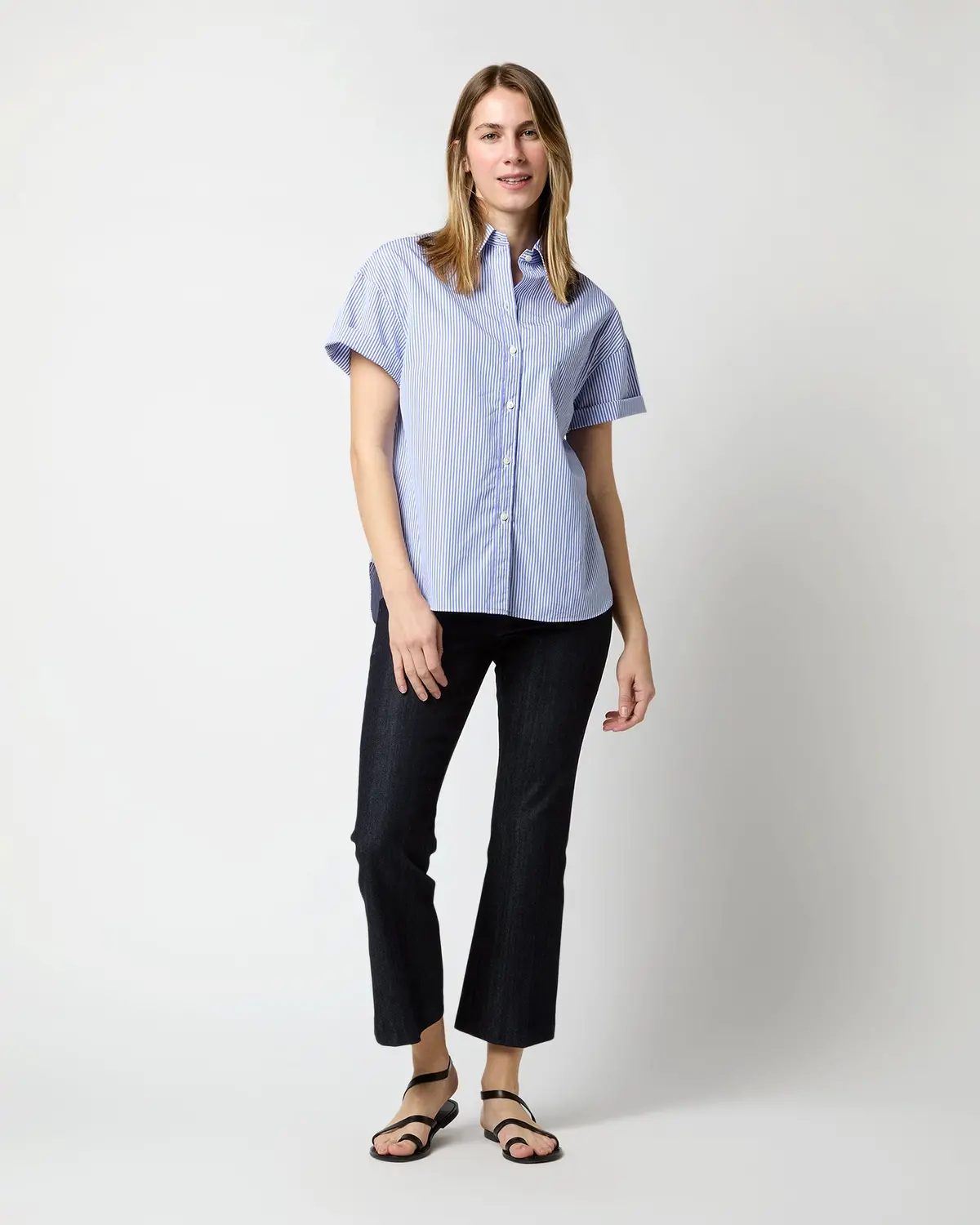 Agnes Shirt In Blue Bengal Stripe Poplin 3