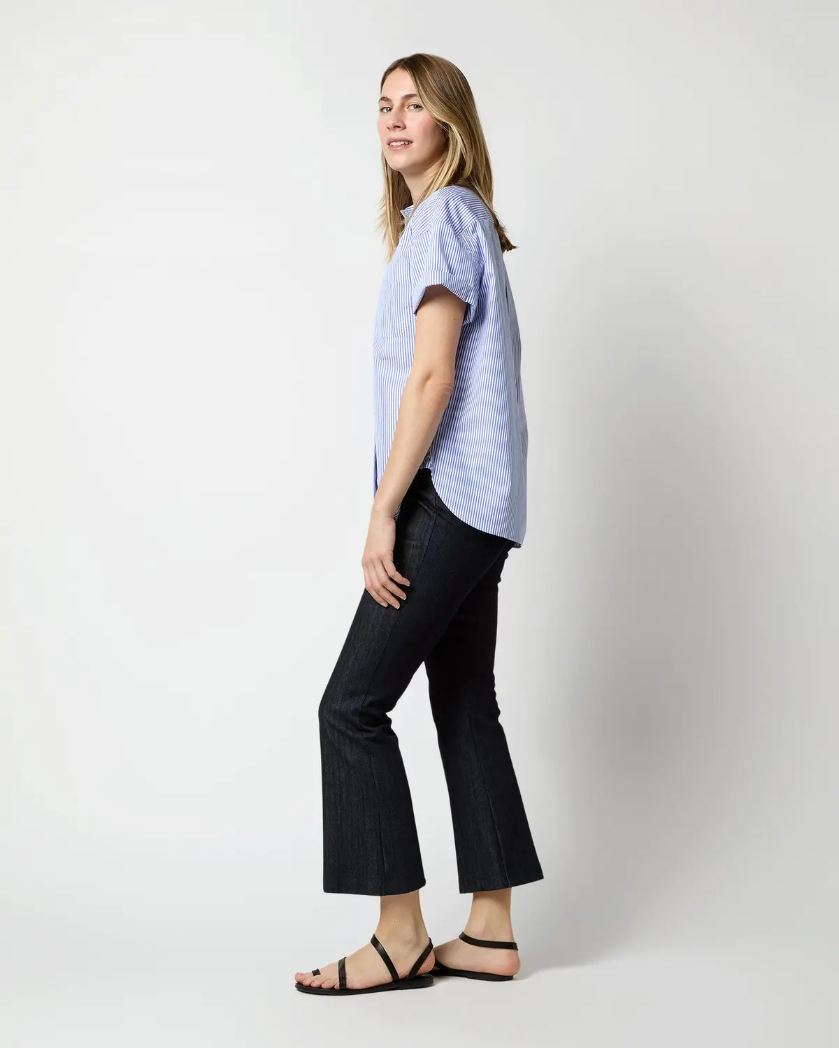 Agnes Shirt In Blue Bengal Stripe Poplin 4