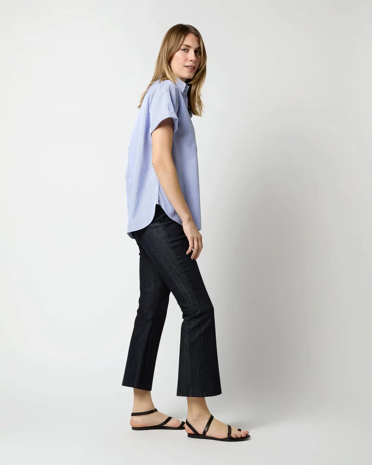 Agnes Shirt In Blue Bengal Stripe Poplin 5