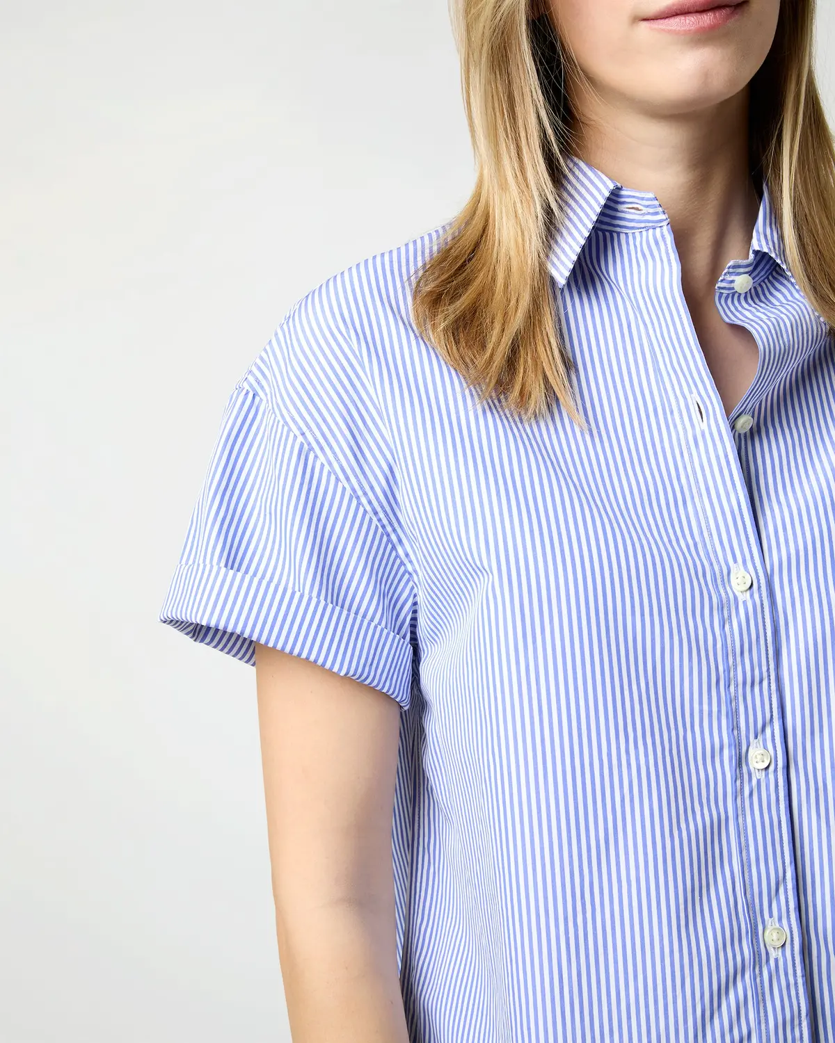 Agnes Shirt In Blue Bengal Stripe Poplin 2