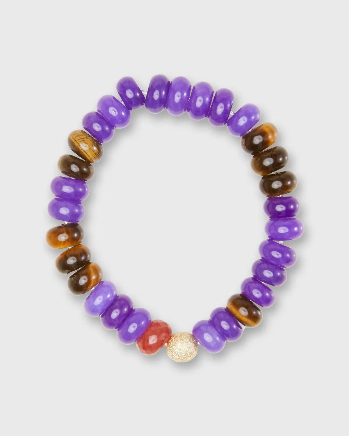 Semi Precious Beaded Bracelet In Purple Tiger 1