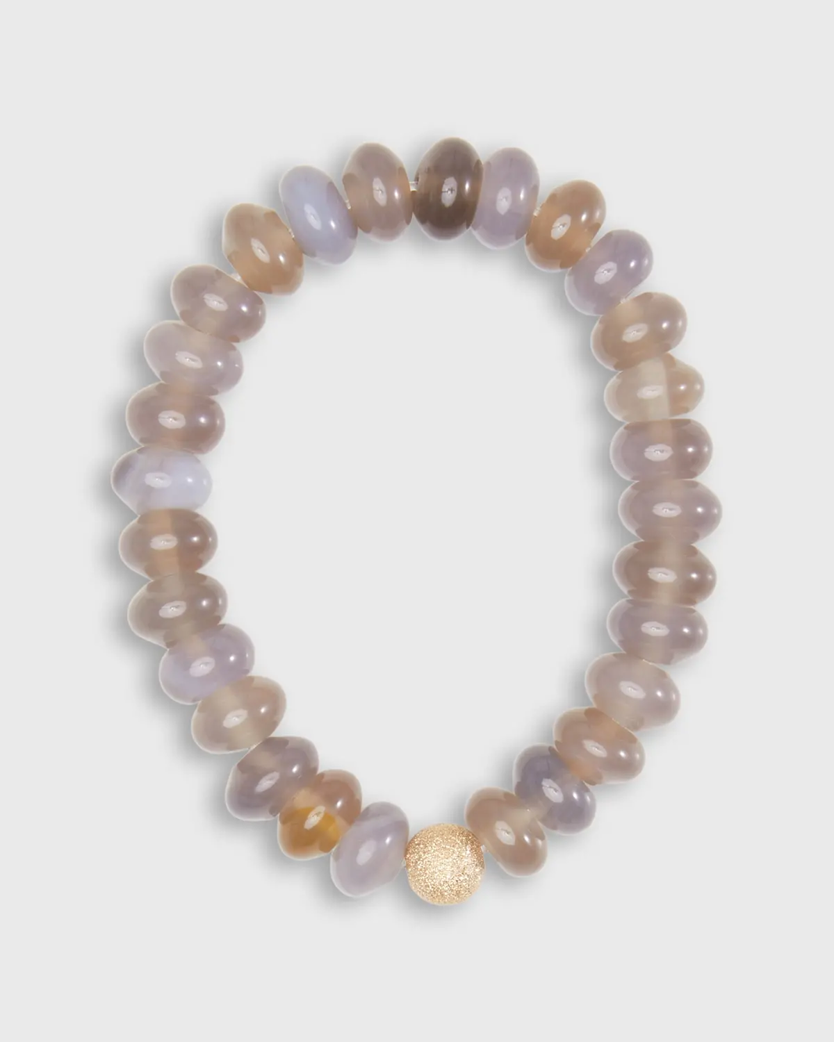 Semi Precious Beaded Bracelet In Dusty Grey Monochrome 1