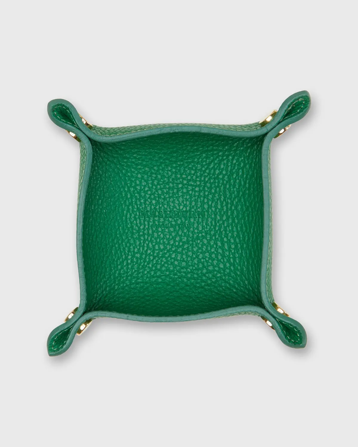 Soft Small Square Tray In Kelly Leather 1
