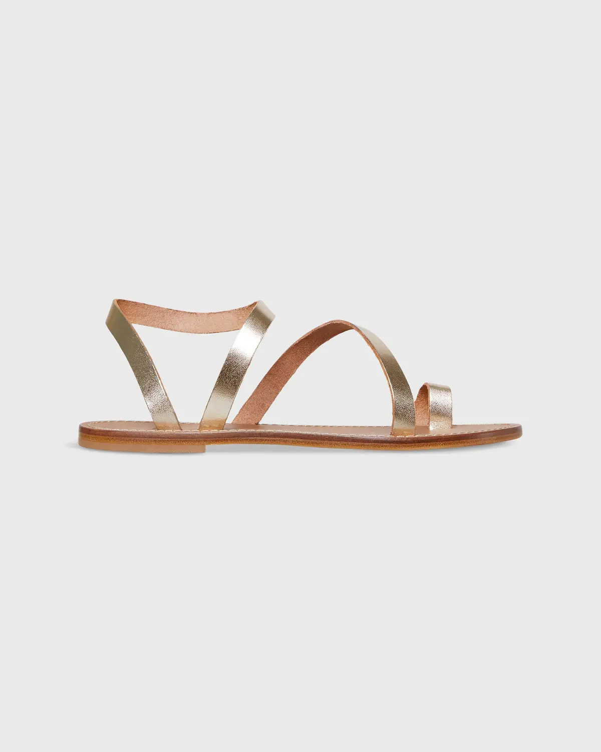 Diagonal Strap Sandal In Platino Leather 1