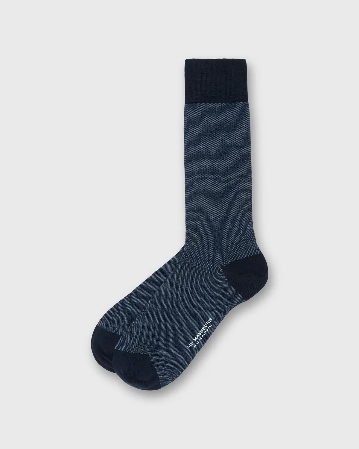Birdseye Trouser Dress Socks In Blue Extra Fine Merino 1