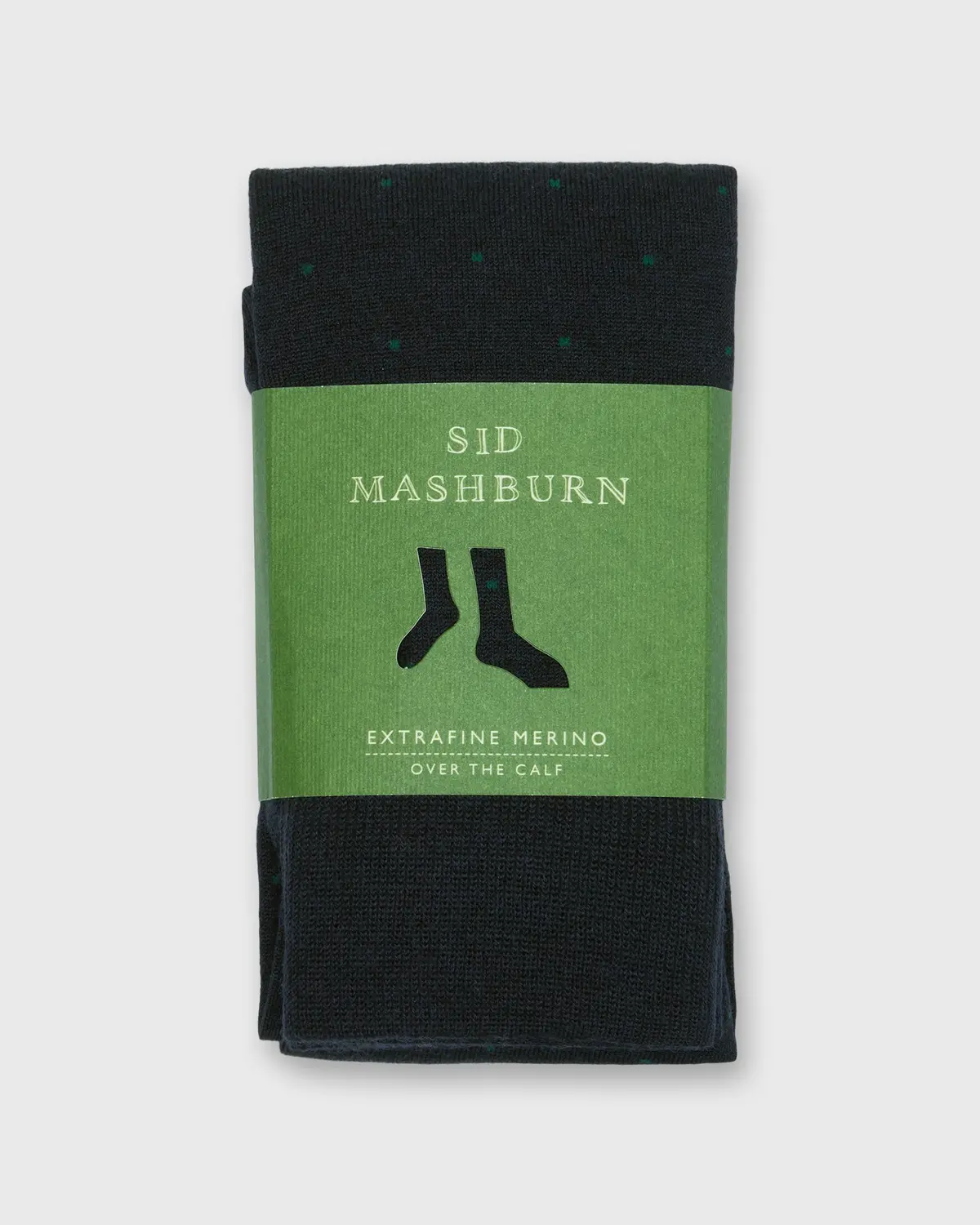 Over-The-Calf Dress Socks In Navy/Olive Dot Extra Fine Merino 2