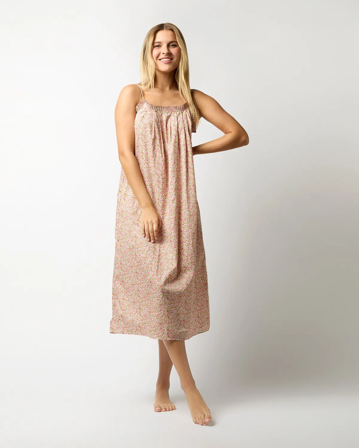 Lena Slip In Pink/Green Hannah Rose Liberty Fabric 1