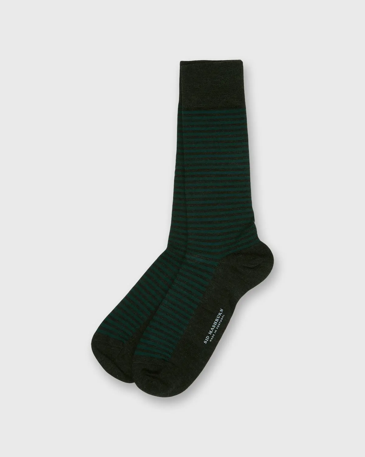 Striped Trouser Dress Socks In Charcoal/Petrol Extra Fine Merino 1