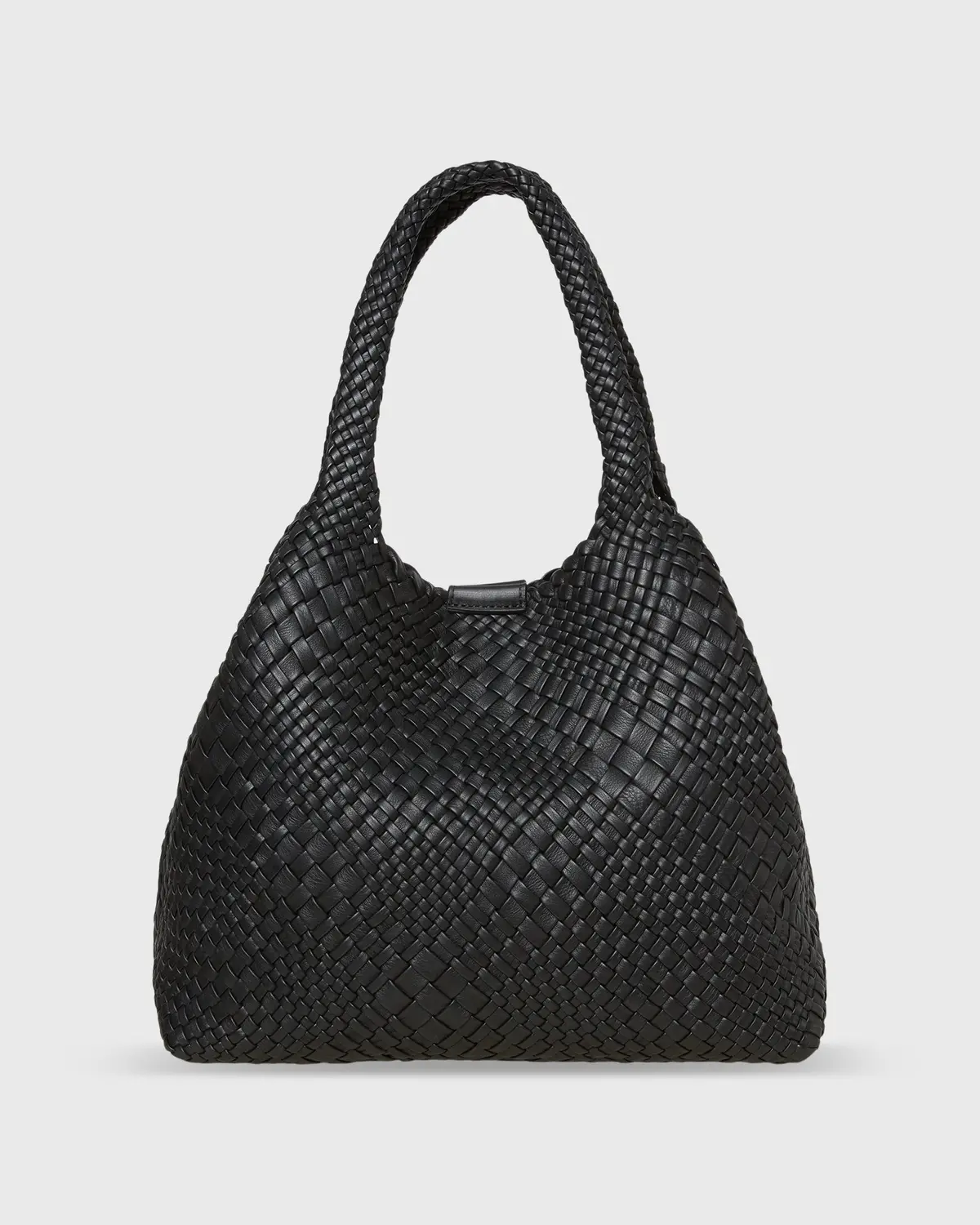 Mercato Handwoven Tote In Black Leather 1