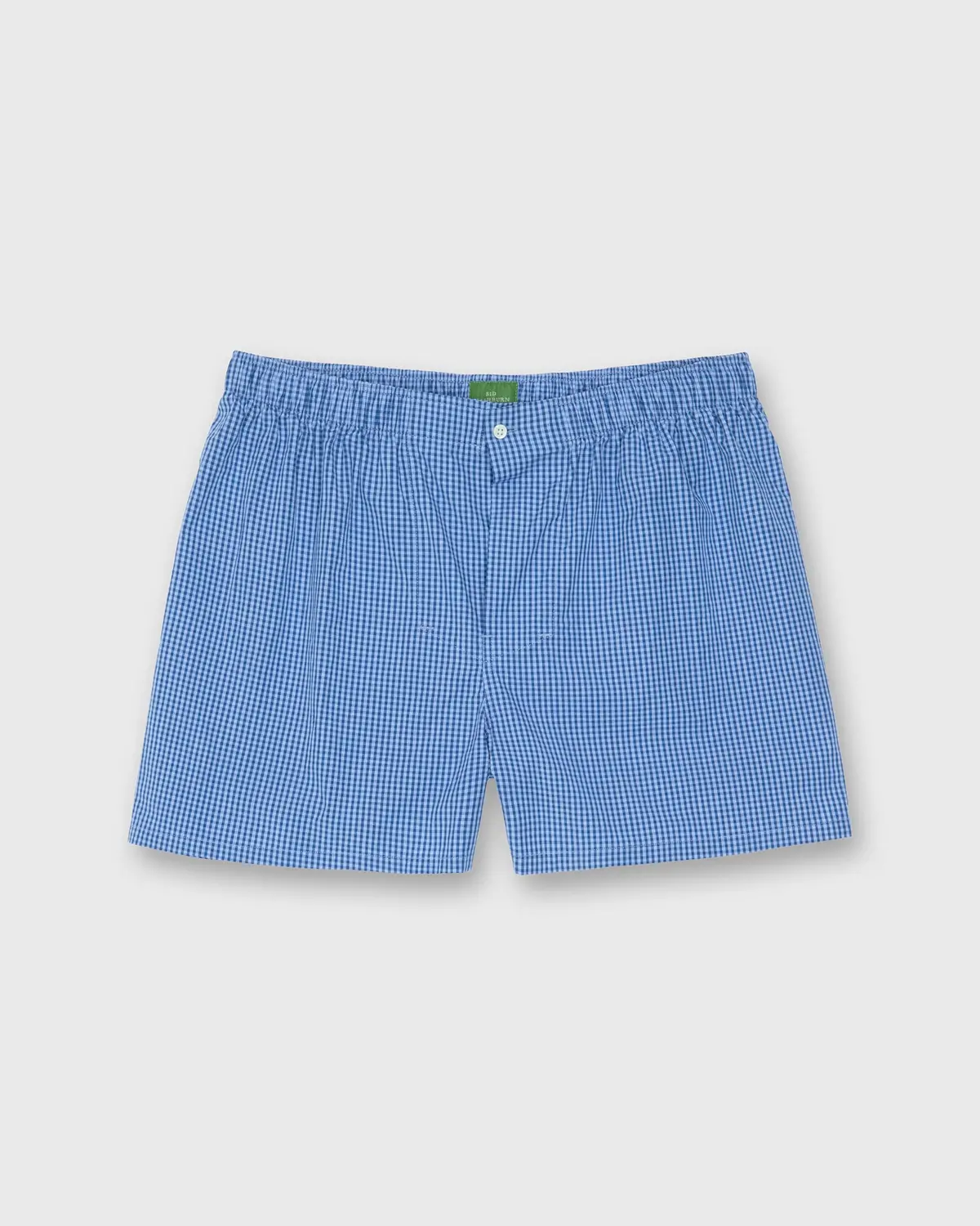 Button-Front Boxer Short In Blue Gingham Poplin 1