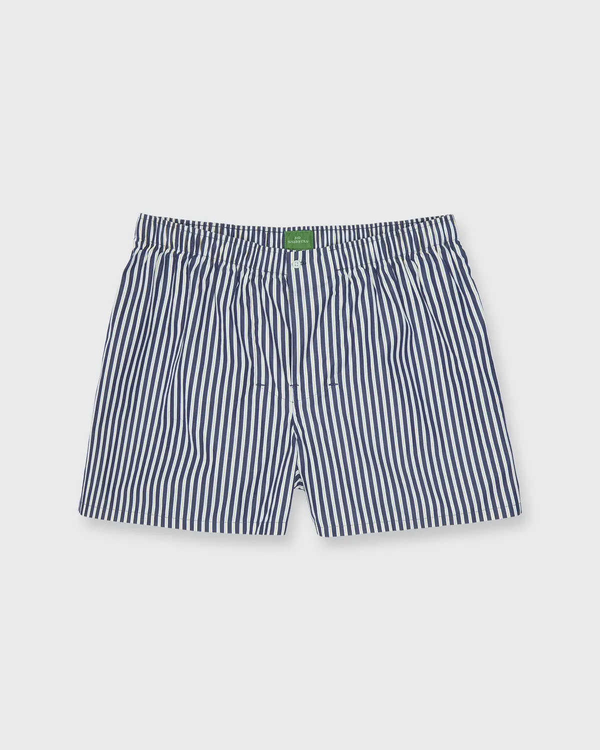 Button-Front Boxer Short In Navy/Yellow Stripe Poplin 1