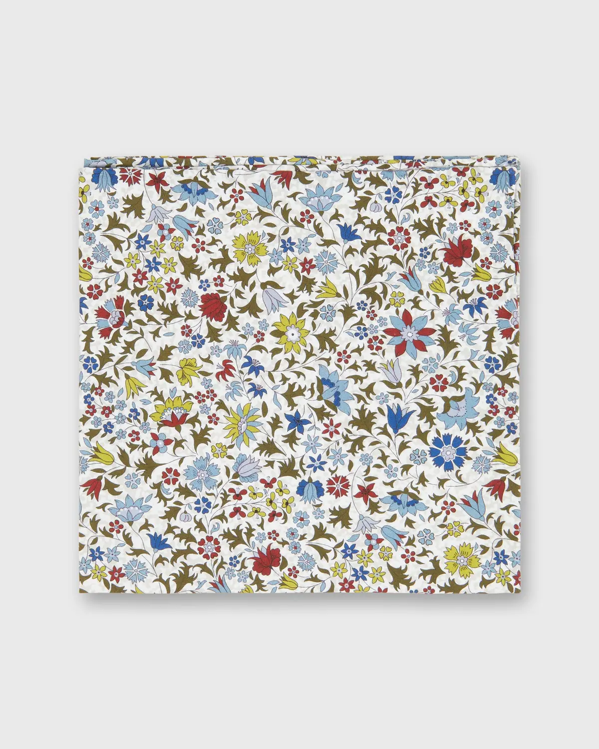 Cotton Print Pocket Square In Olive Godinton Garden Liberty Fabric 1