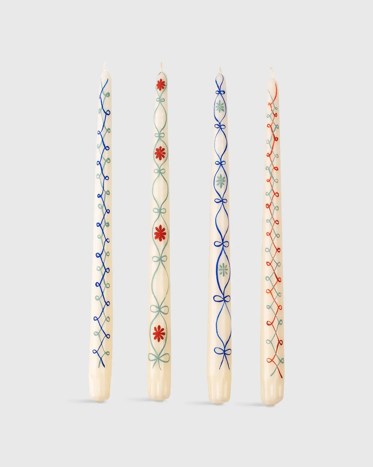 Hand-Painted Taper Candles (Set Of 4) In Ribbon 1