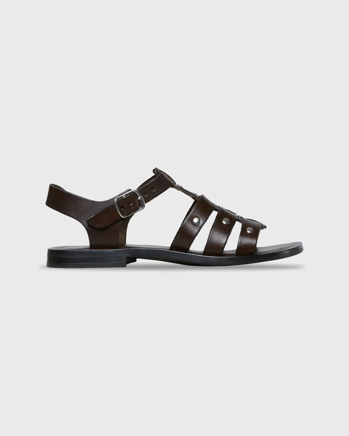 Studded Sandal In Chocolate Leather 1