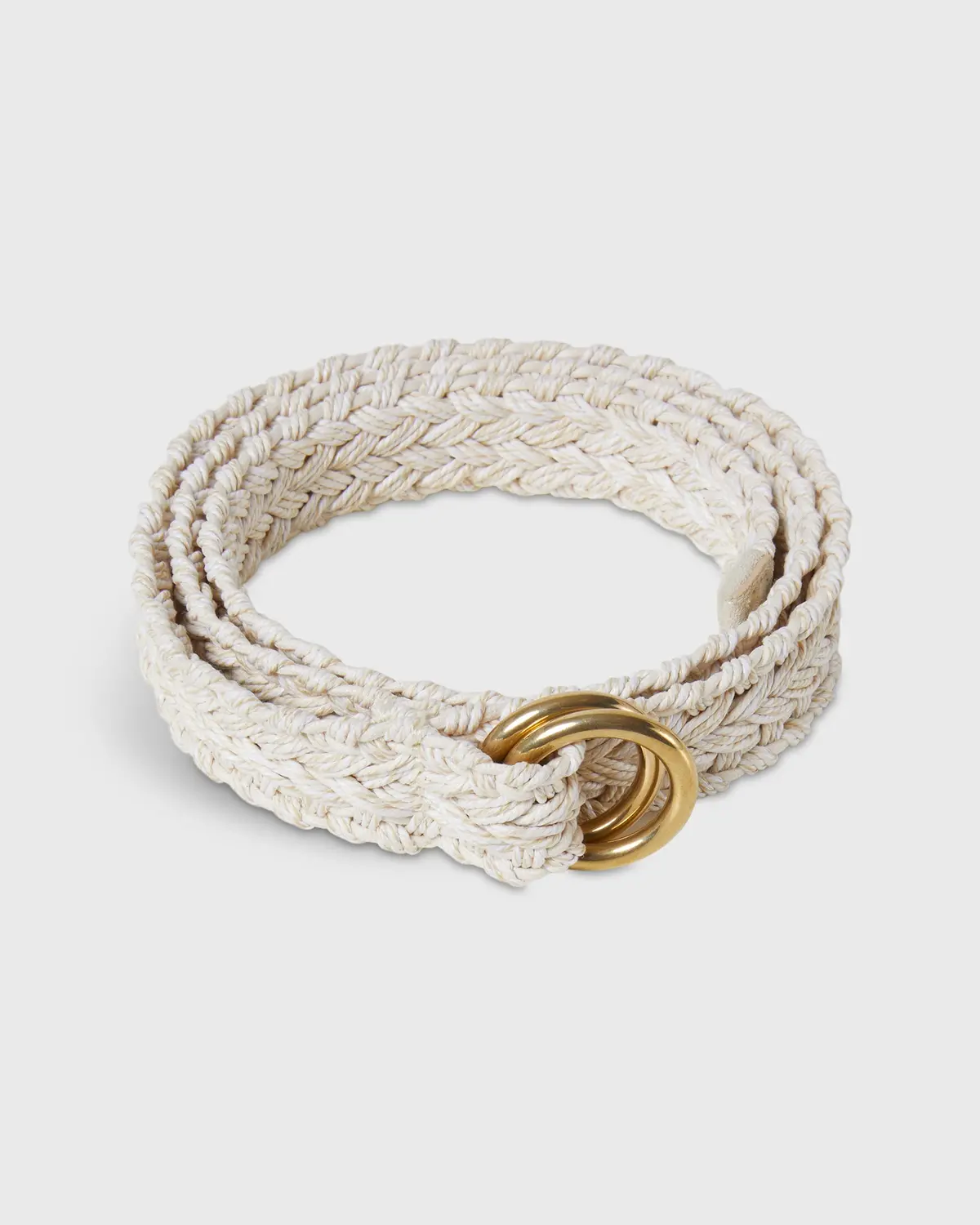 1" Woven Double O-Ring Belt In Bone Cotton 1