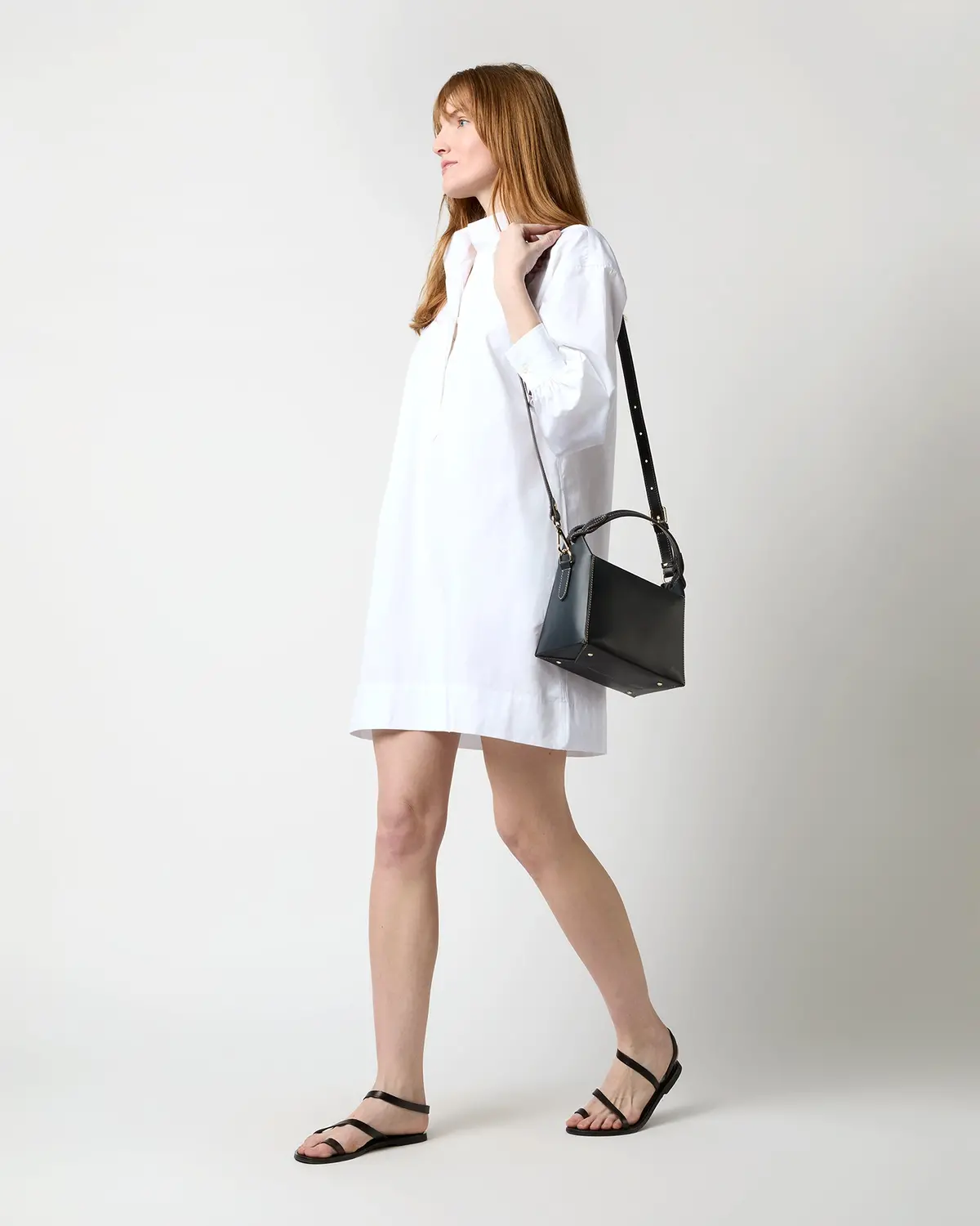 Frances Box Bag In Navy Leather 2