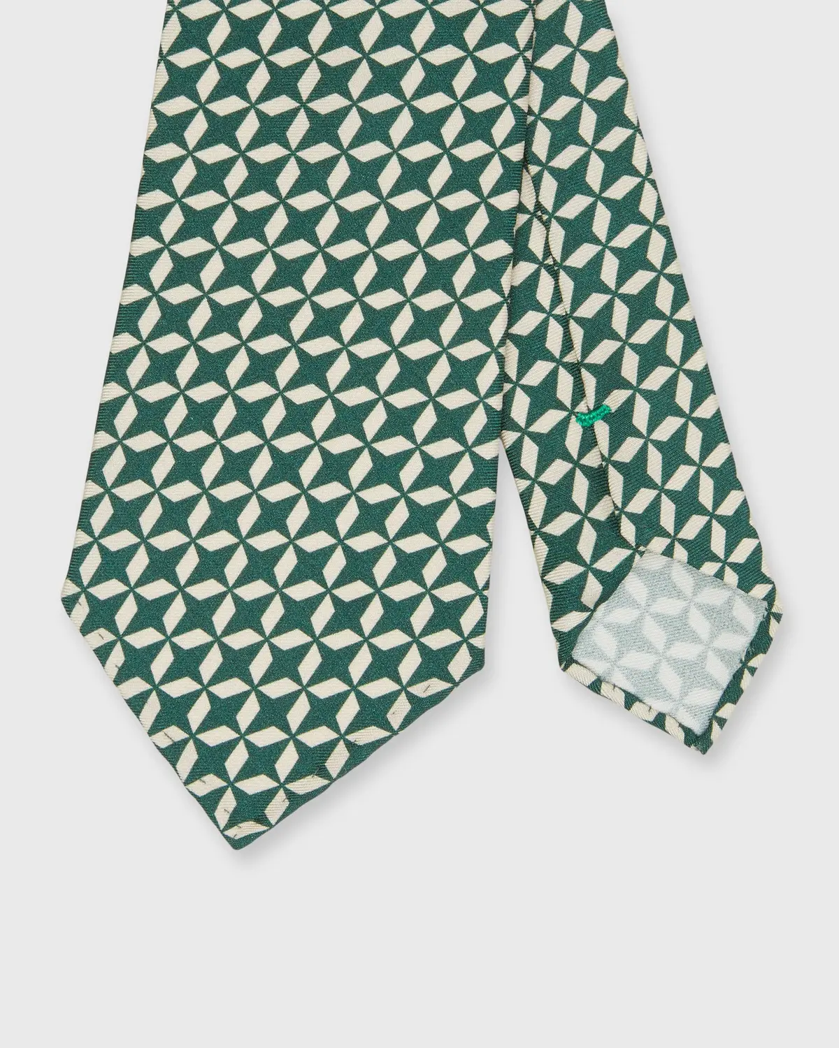 Silk Print Tie In Lake Green/Bone Mosaic 1