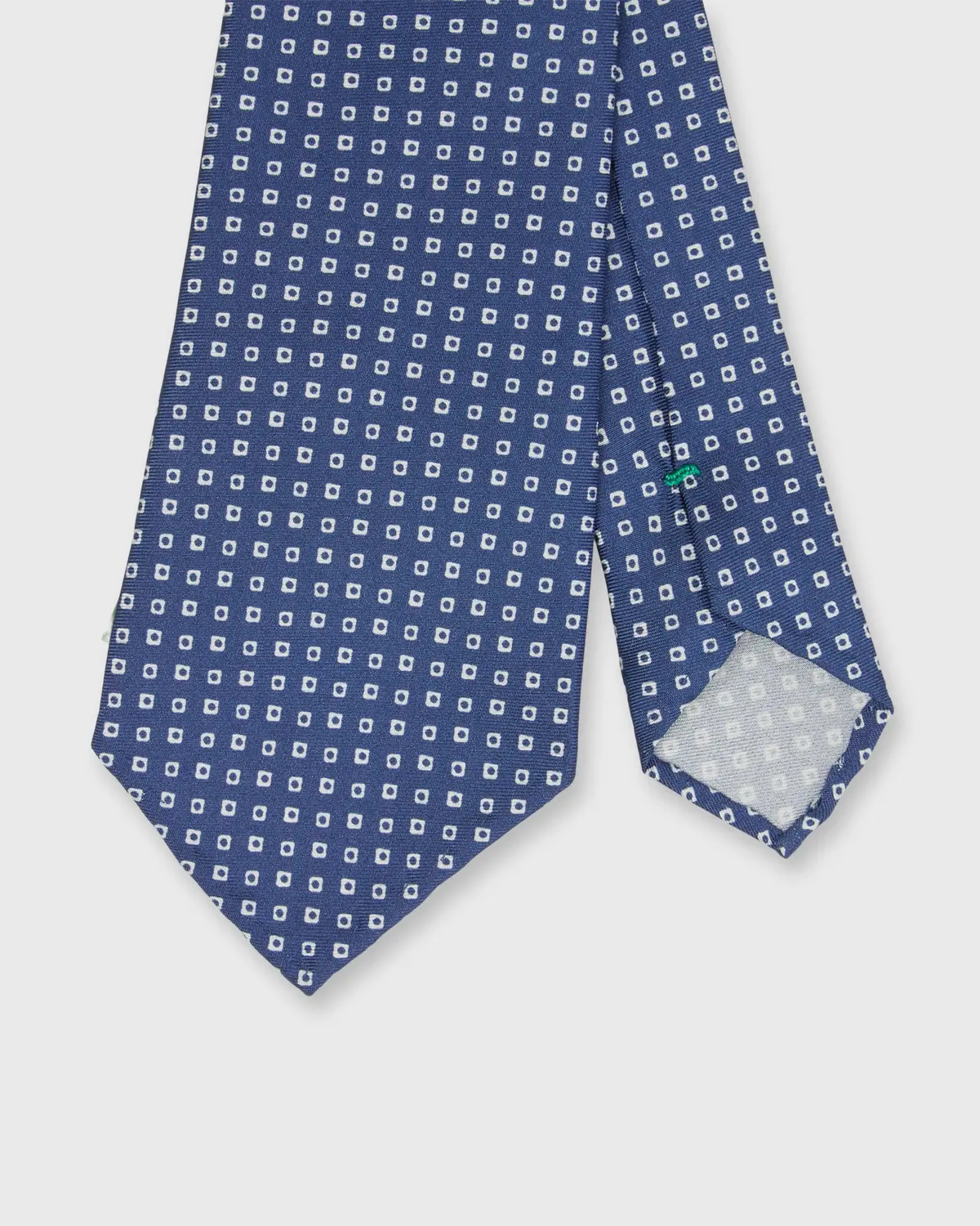 Silk Print Tie In Blue/Chalk Diamond Dot 1