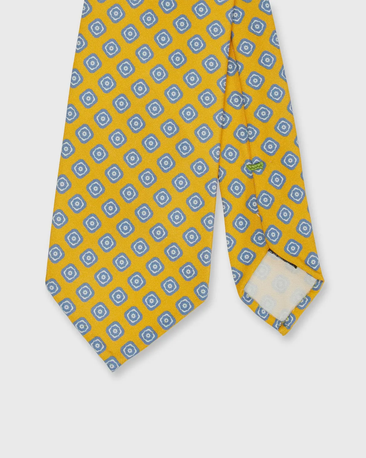 Silk Print Tie In Yellow/Pale Blue Medallion 1