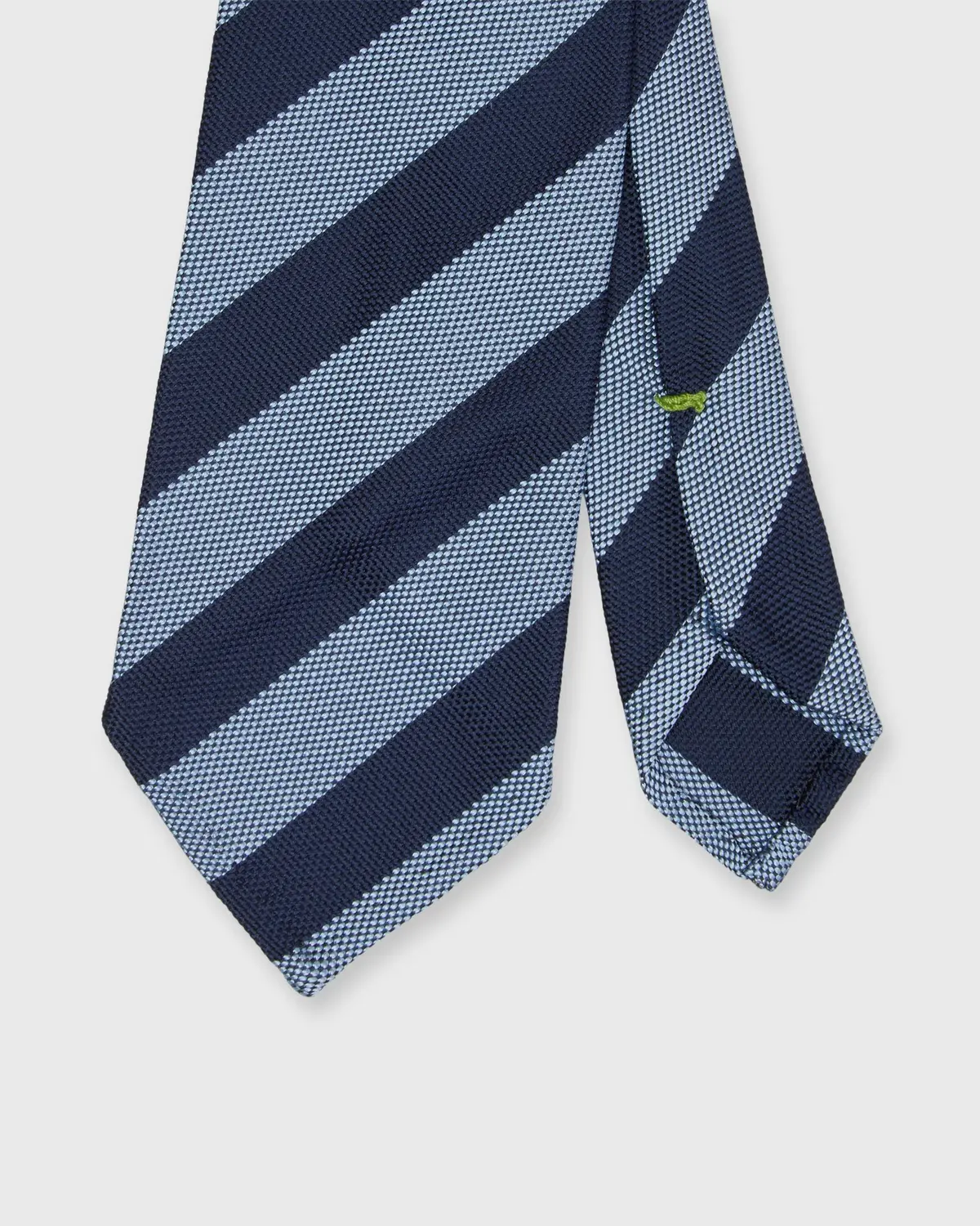 Silk Woven Tie In Navy/French Blue Awning Stripe 1