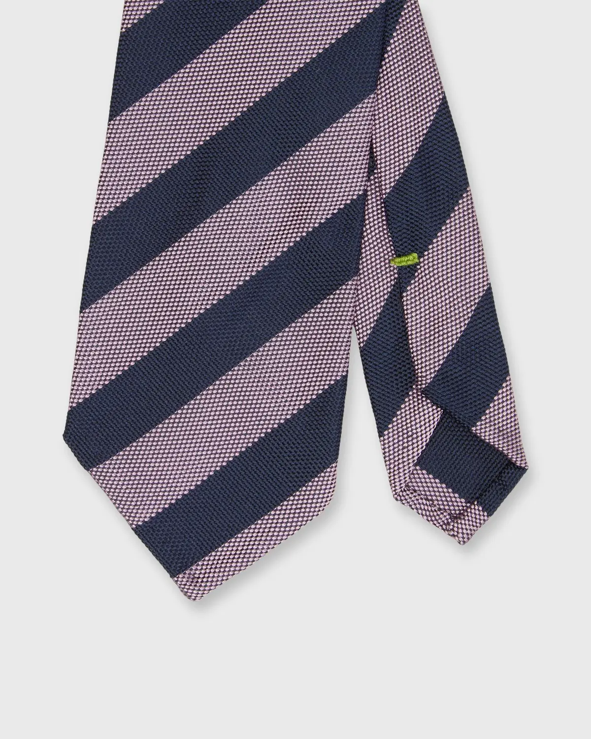 Silk Woven Tie In Navy/Pink Awning Stripe 1