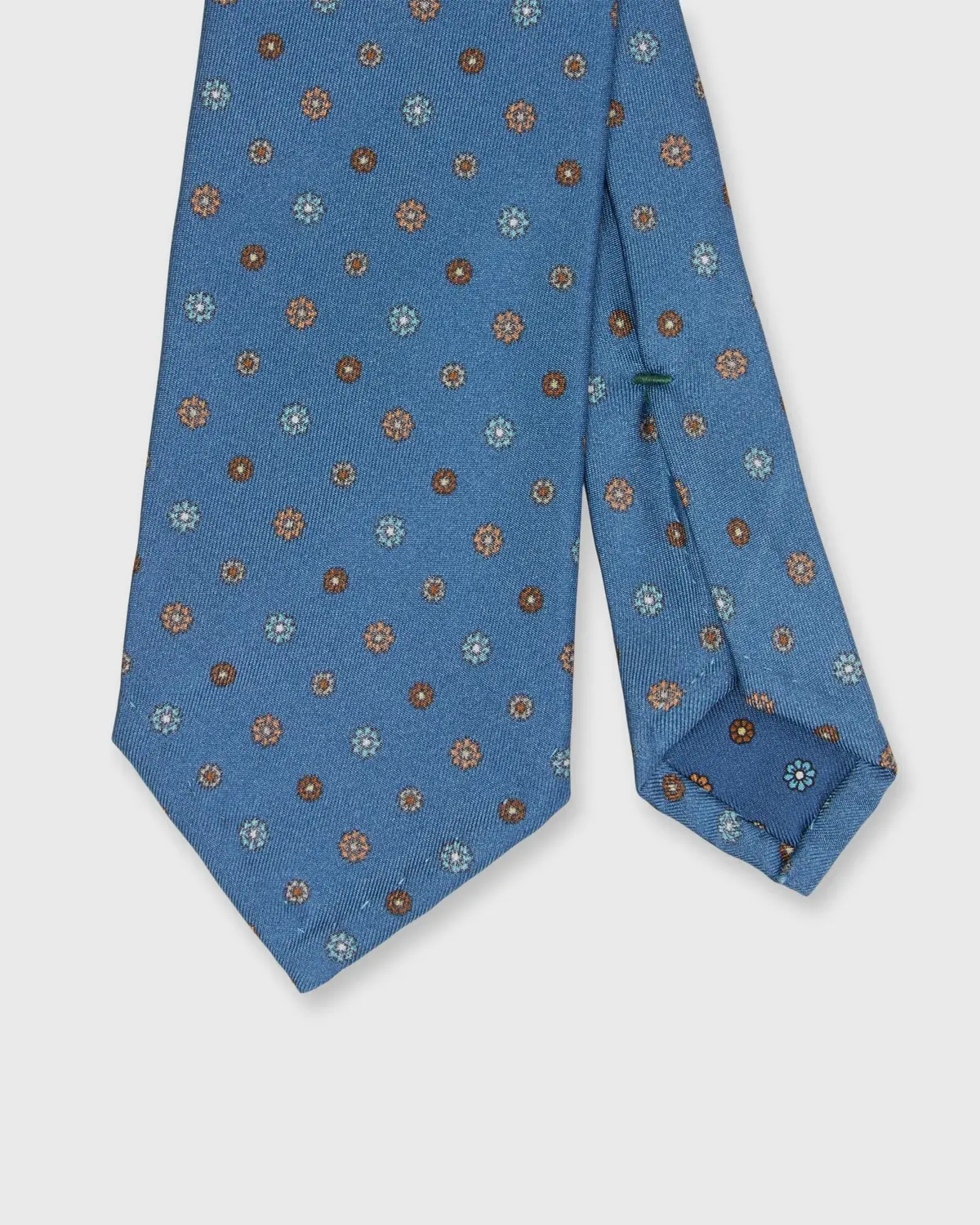 Silk Print Tie In Reversed Navy Multi Flower 1