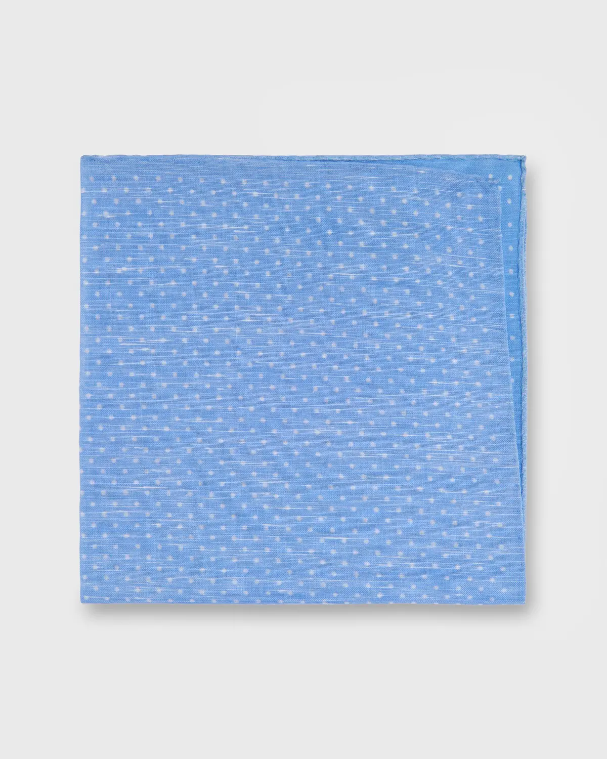 Linen/Cotton Print Pocket Square In Sky/White Dots 1