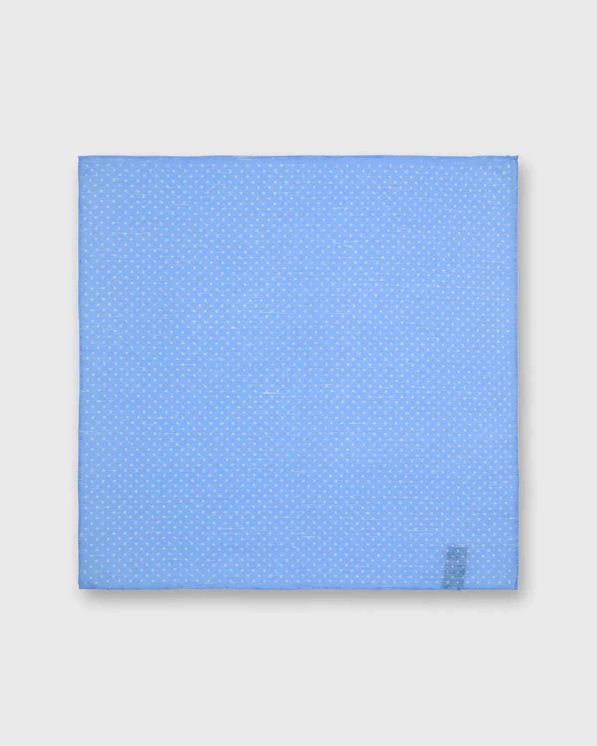 Linen/Cotton Print Pocket Square In Sky/White Dots 2