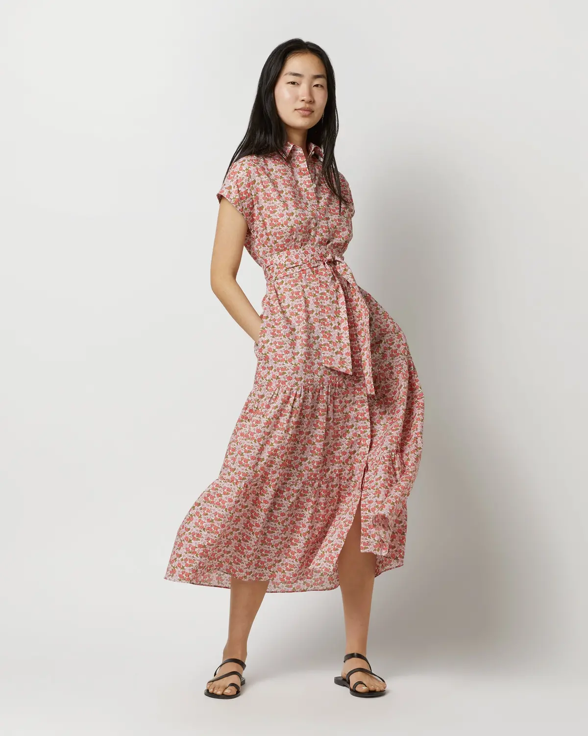 Sophia Dress In Pink/Olive Charmian Liberty Fabric 1