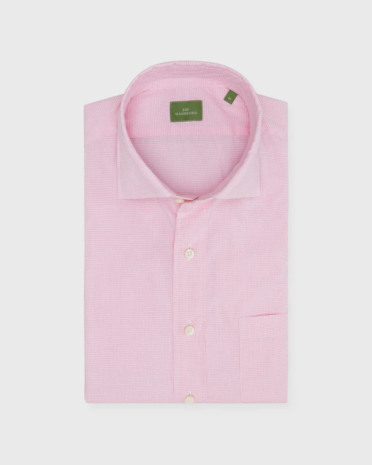 Spread Collar Sport Shirt In Coral Micro Gingham Poplin 1