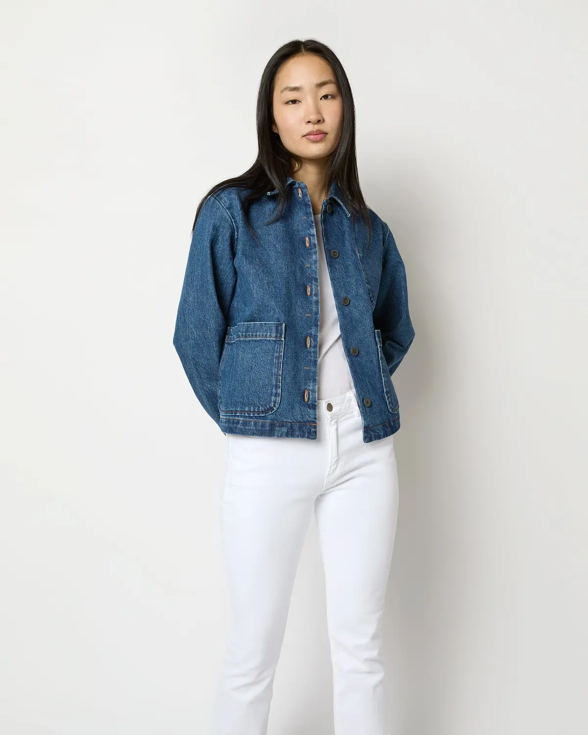 Nikkie Logo Jacket In Washed Indigo Denim 1