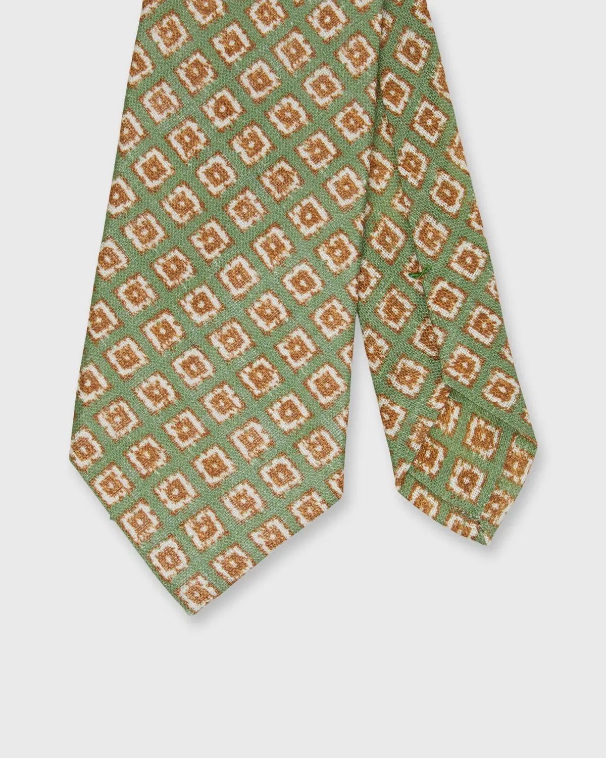 Linen Print Tie In Sage/Havanna Foulard 1