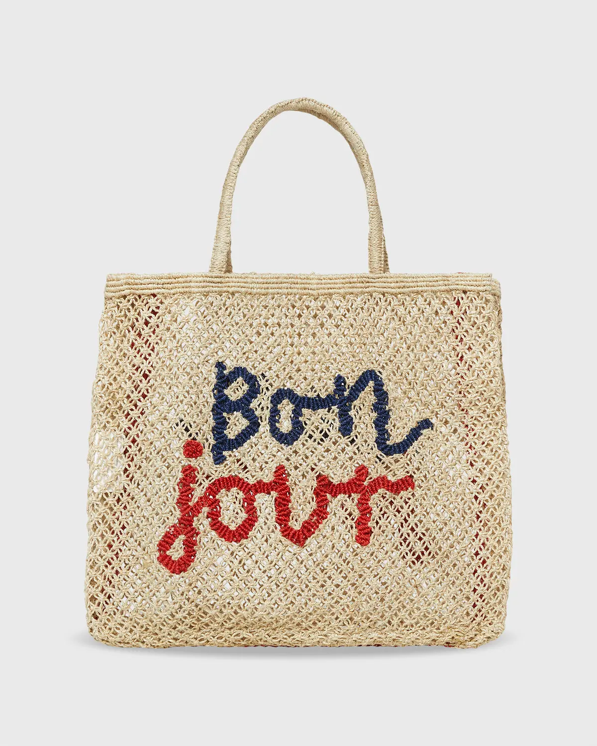 Large Bon Jour Tote In Natural/Blue/Red 1