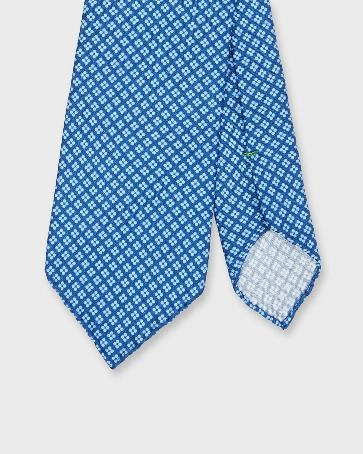Silk Print Tie In Dark Blue/Sky Geo Flower 1