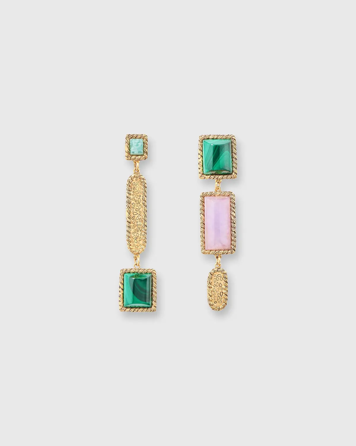 Malli Earrings In Gold/Pink/Green 1