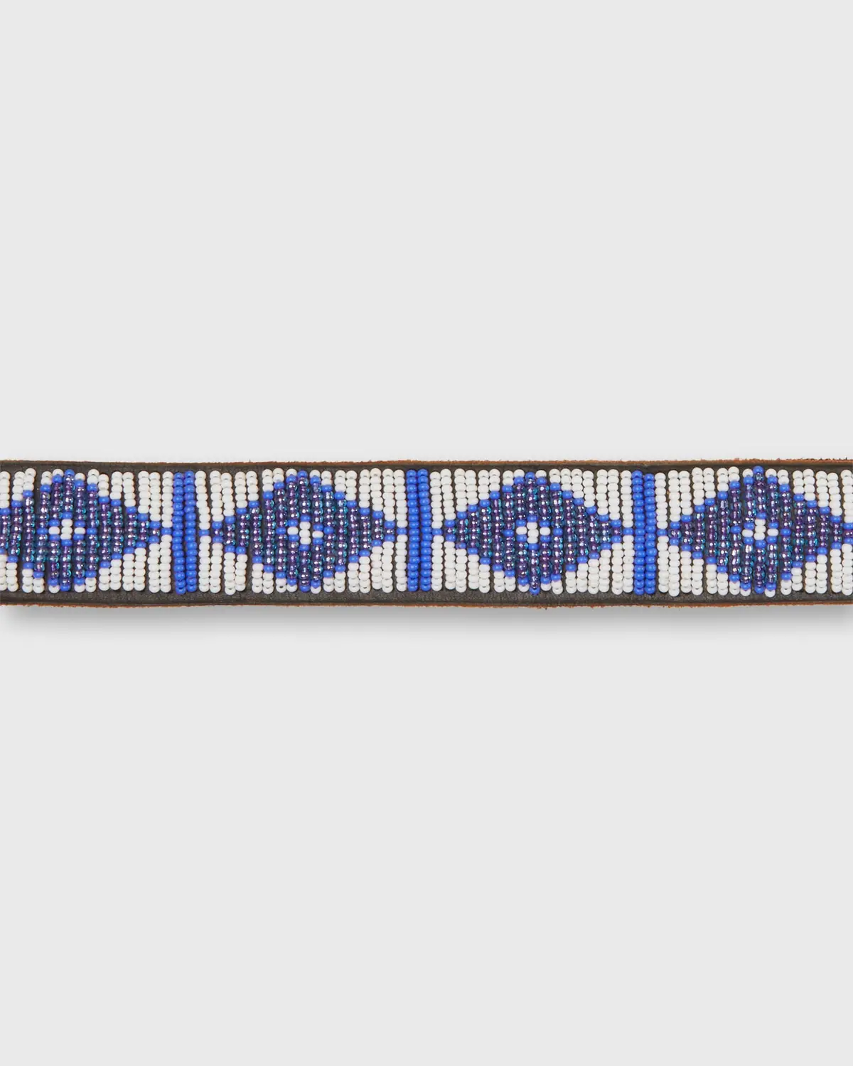 1.25" African Beaded Belt In White/Masai Blue Triangle 2
