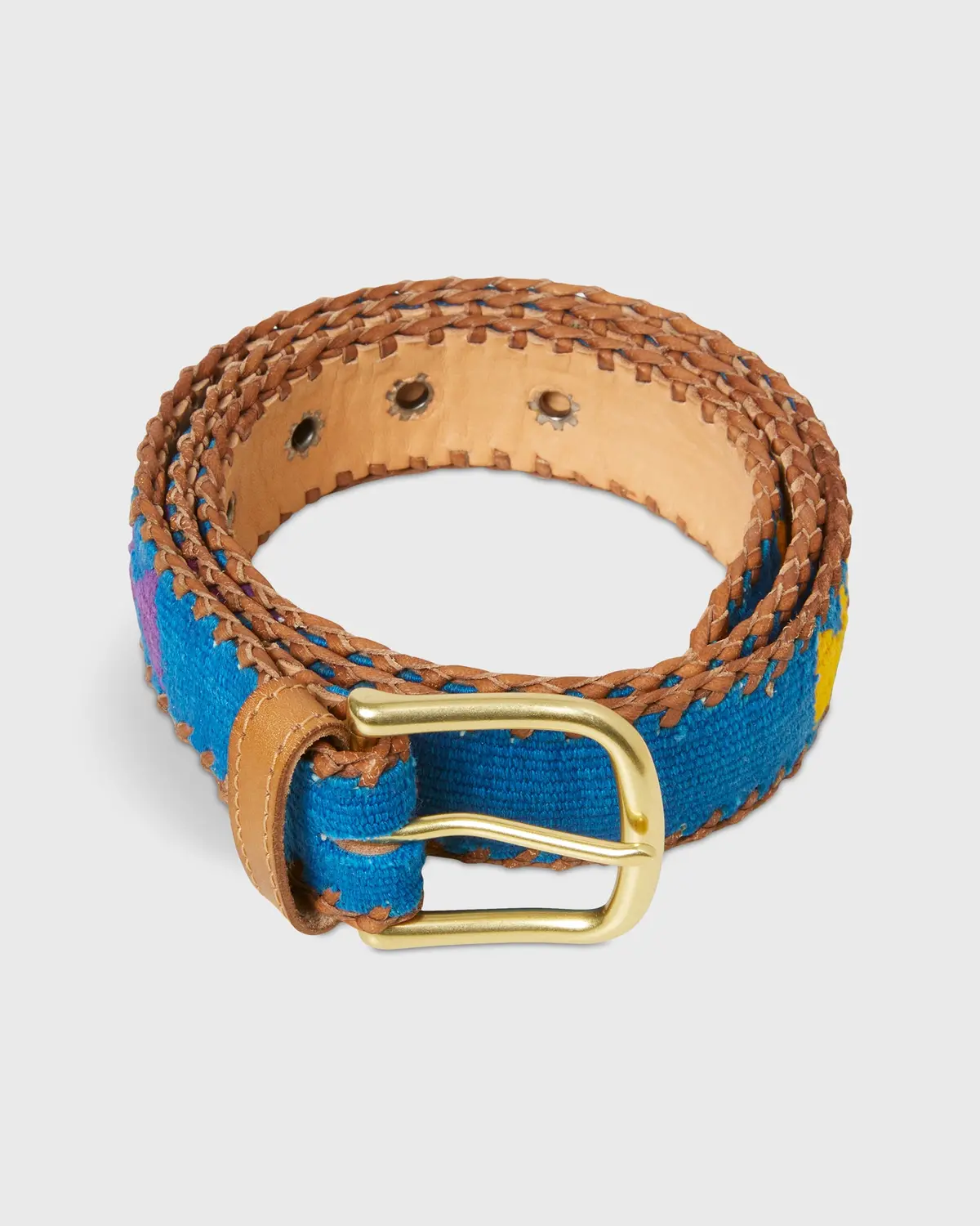1.5" Hand-Loomed Belt In Blue/Orange Tribal 1