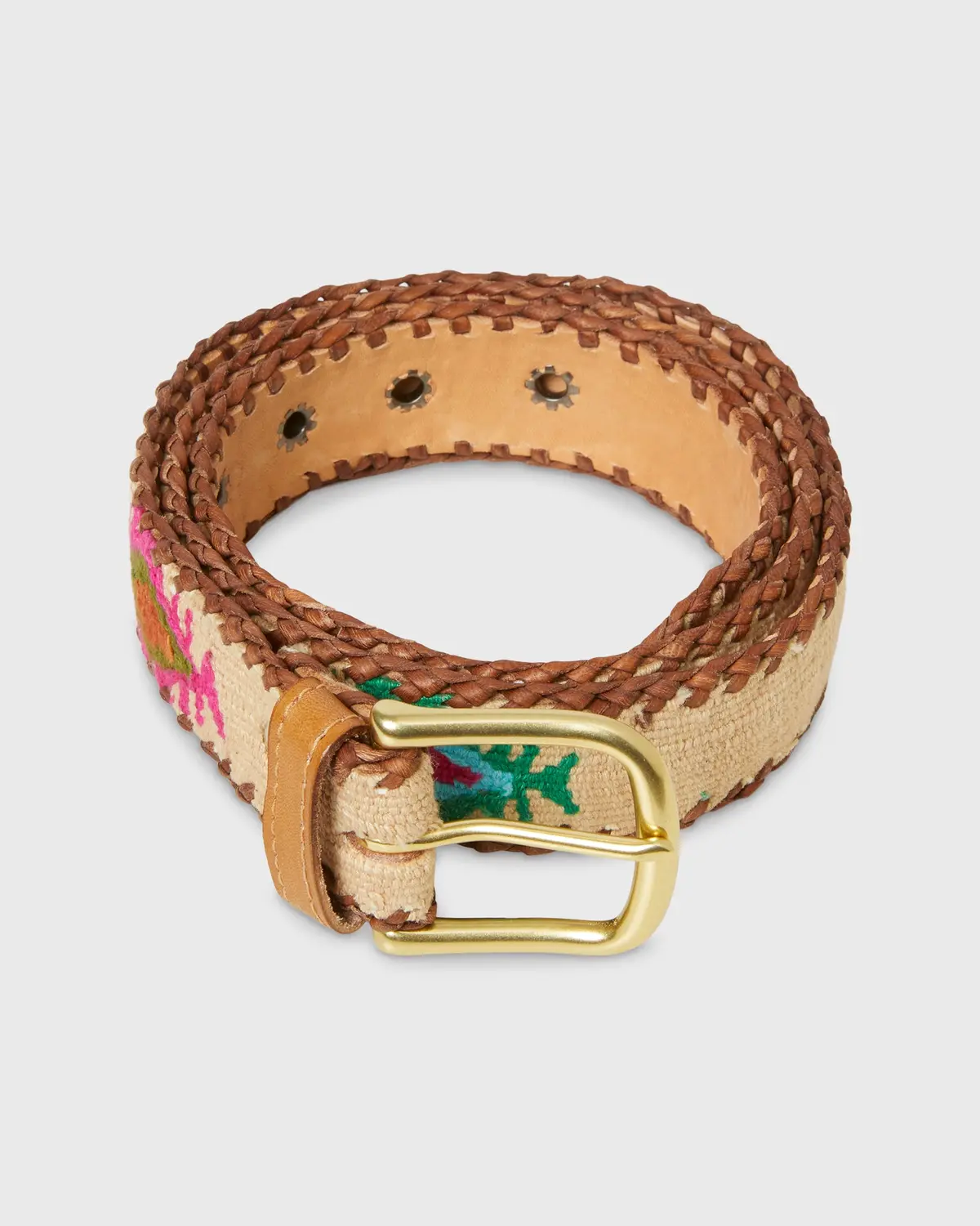 1.5" Hand-Loomed Belt In Natural/Pink Tribal 1