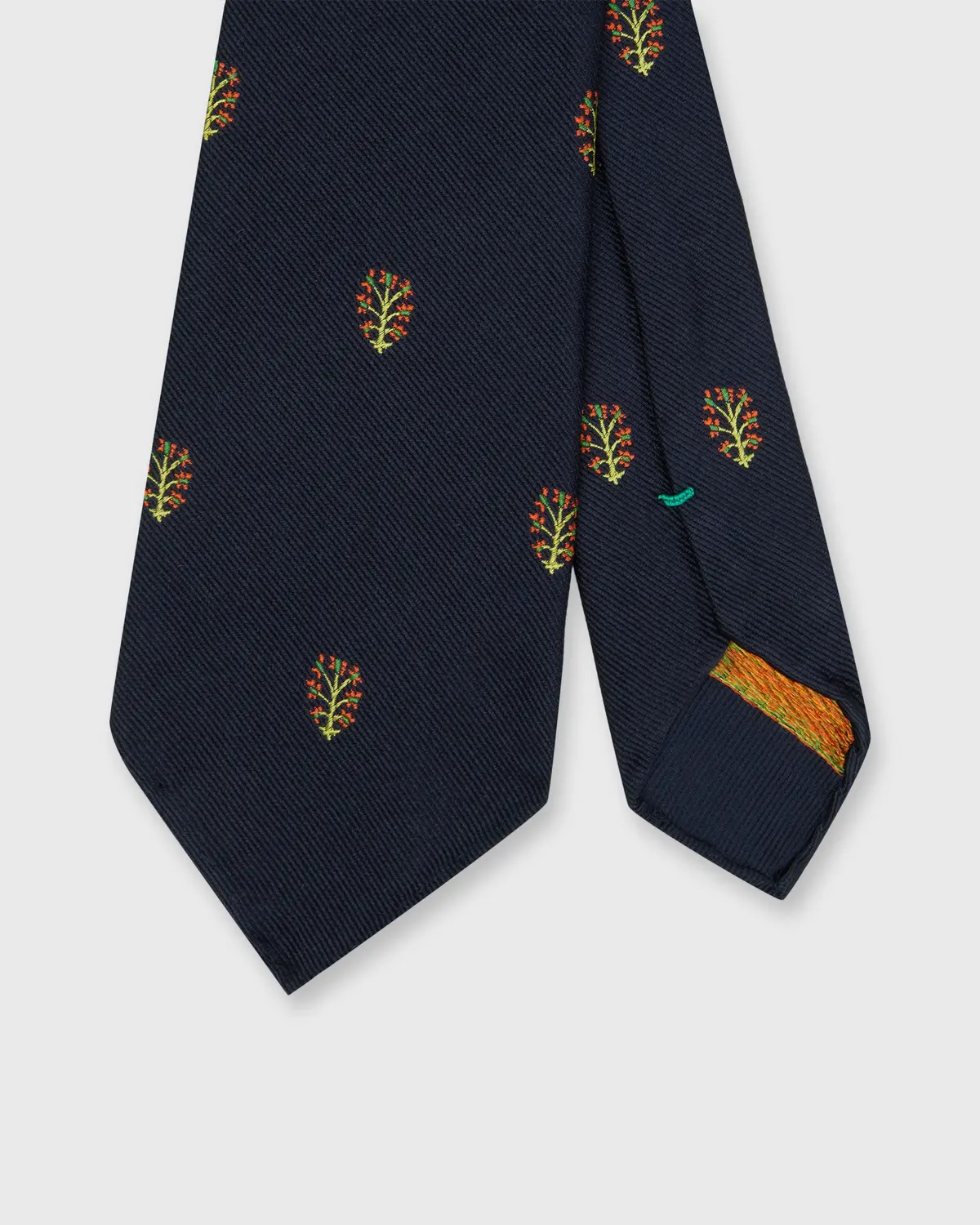 Silk Woven Club Tie In Navy Tree Of Life 1
