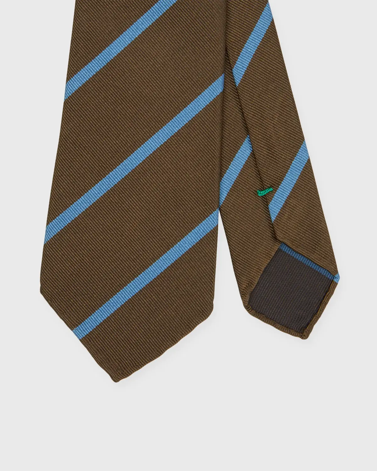 Silk Woven Tie In Brown/Sky Bar Stripe 1