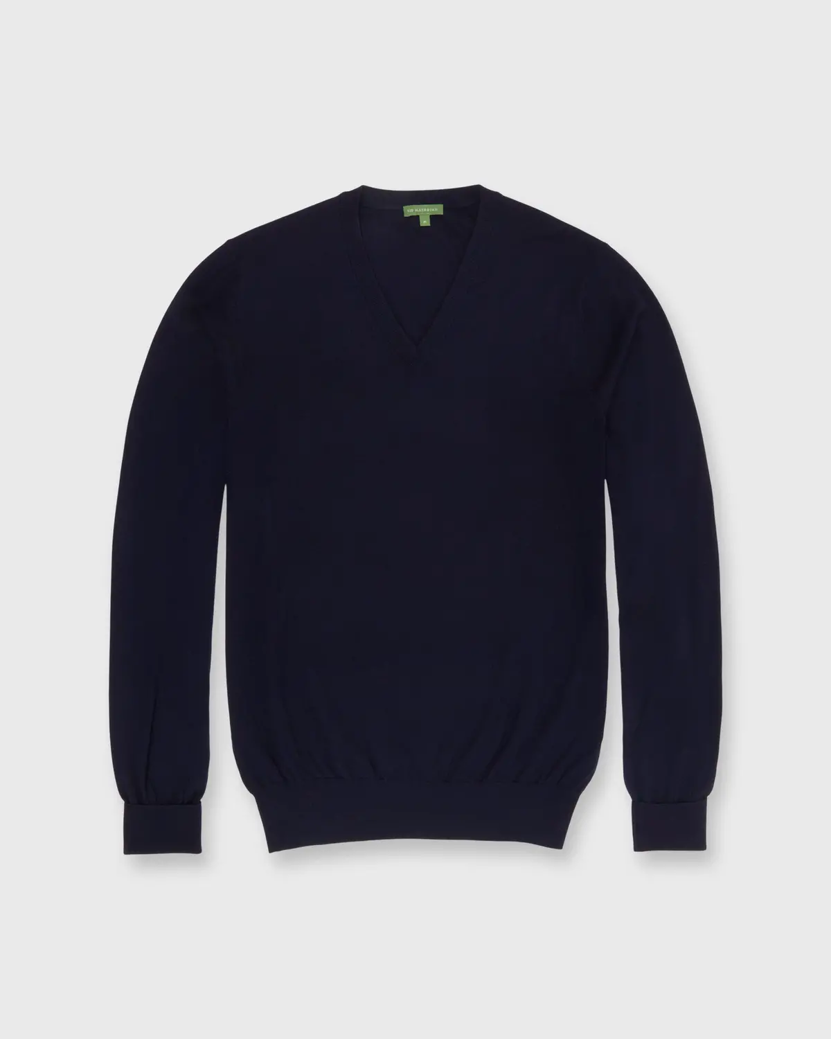 Fine-Gauge V-Neck Sweater In Navy Escorial Wool 1