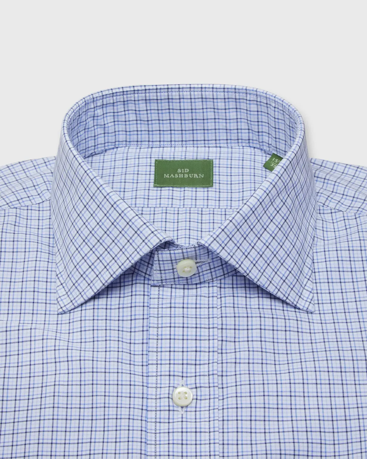 Spread Collar Dress Shirt In Blue Multi Tattersall Poplin 2