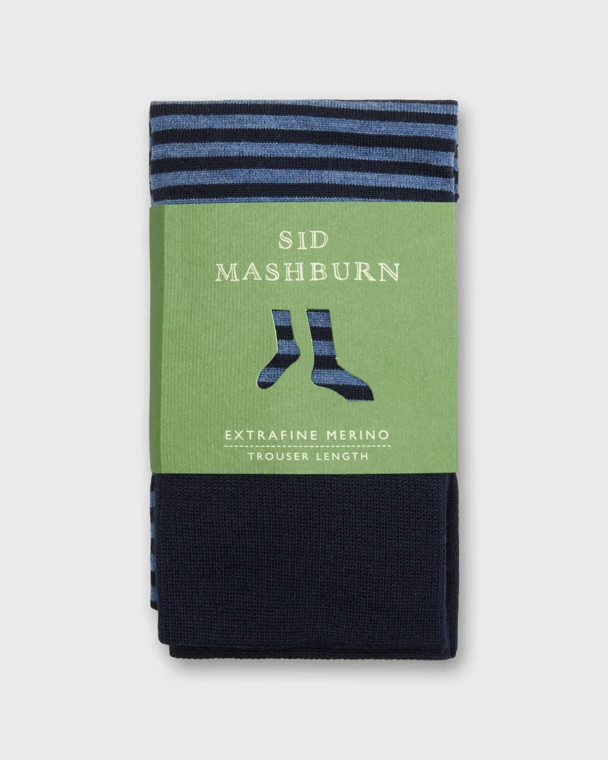 Striped Trouser Dress Socks In Navy/Heather Blue Extra Fine Merino 2